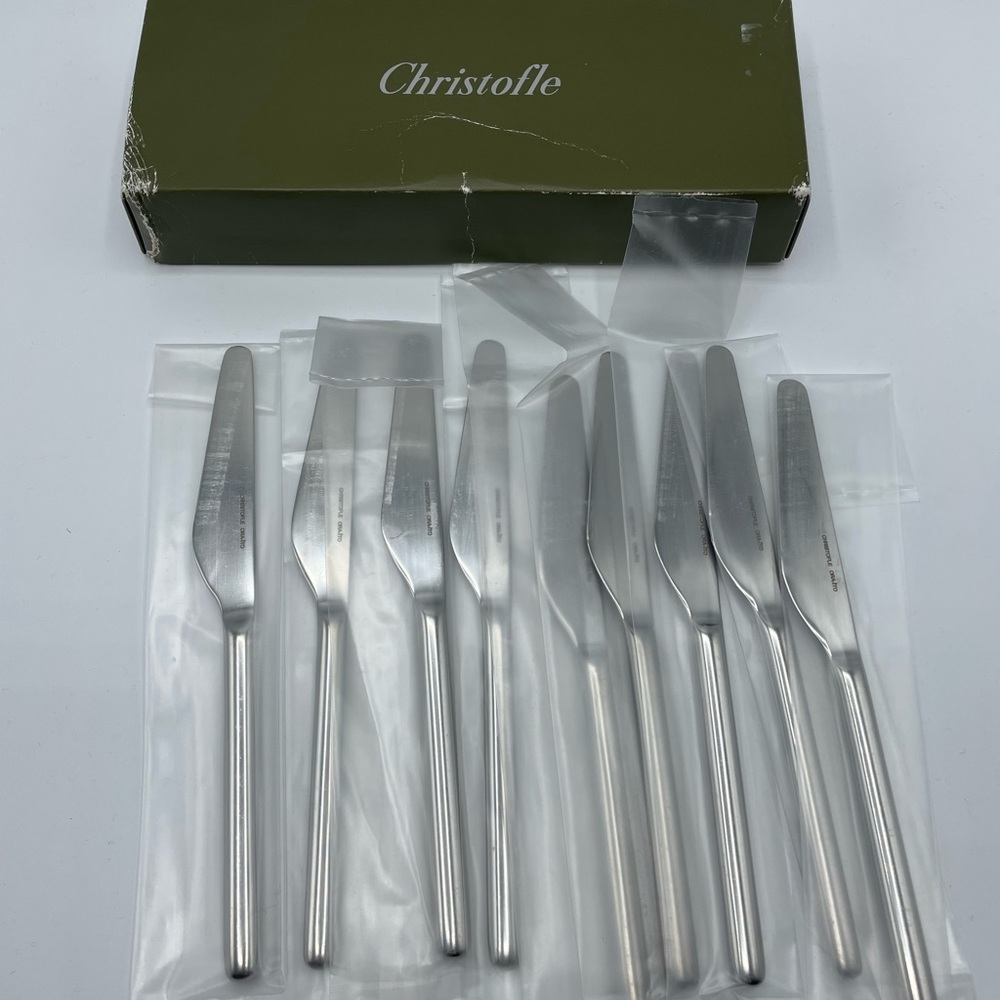 Brand NEW Christofle Ora-ito Stainless Steel Dessert Knives - 9 count